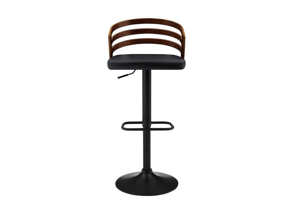 Tabouret de bar design en bois et simili noir AIDEN