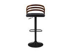 Tabouret de bar design en bois et simili noir AIDEN