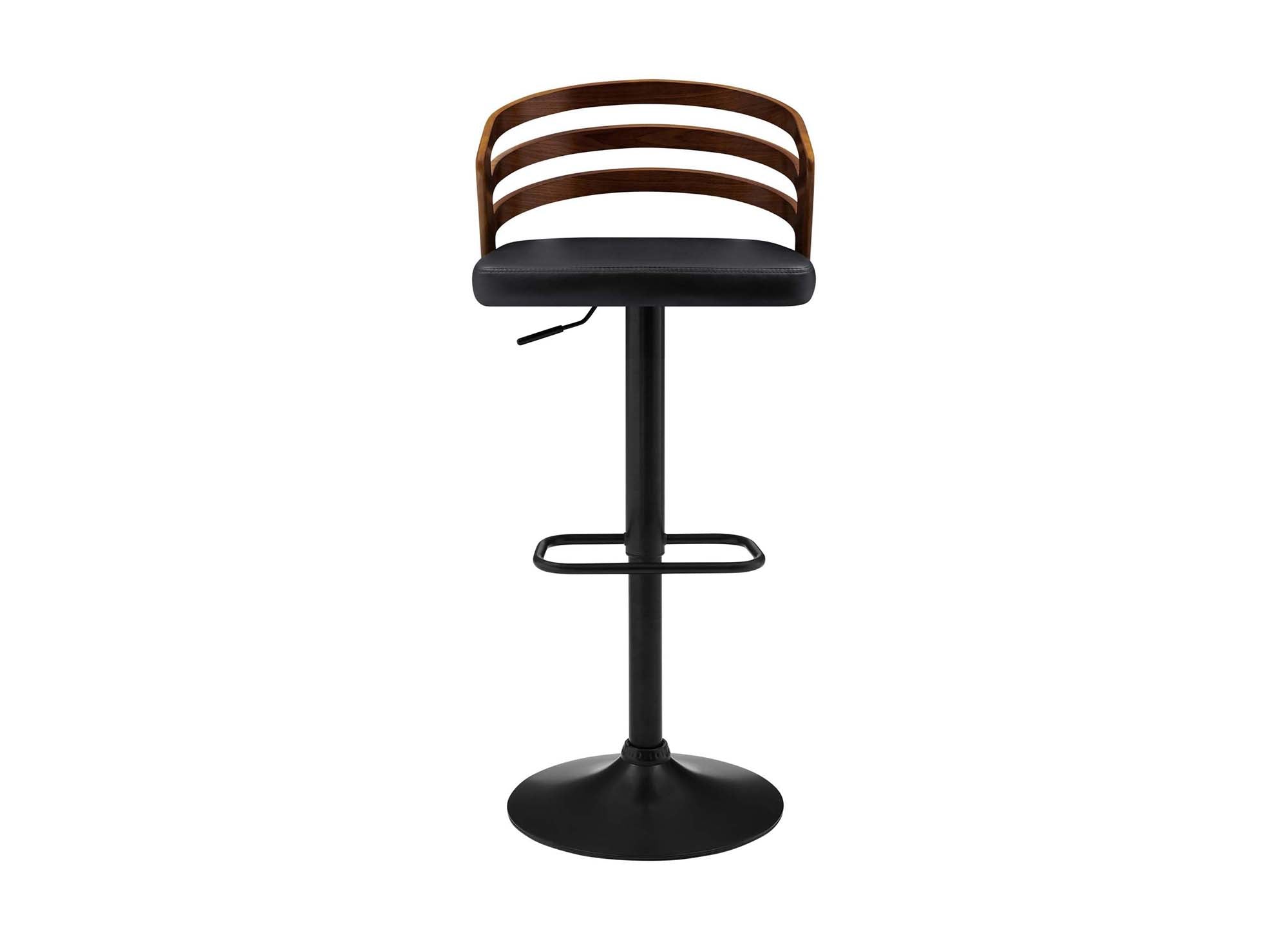 Tabouret de bar design en bois et simili noir AIDEN