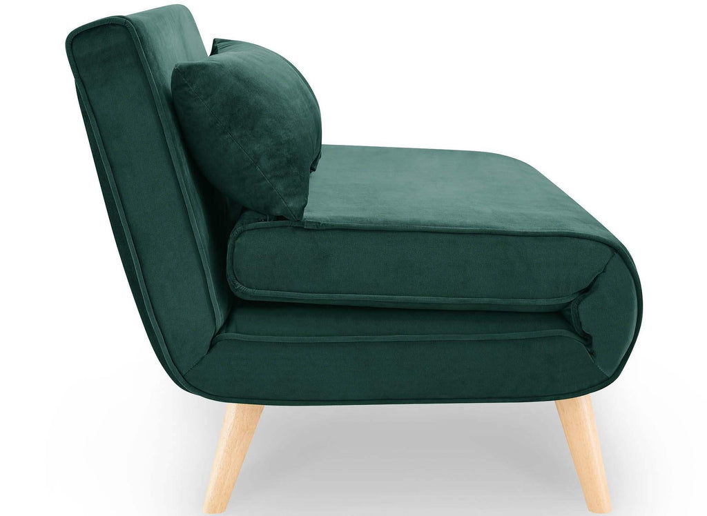 Banquette convertible 2 places en velours vert TONKA