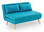 Banquette convertible 2 places en tissu bleu turquoise TONKA