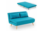 Banquette convertible 2 places en tissu bleu turquoise TONKA