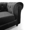 Canapé 3 places velours noir CHESTERFIELD