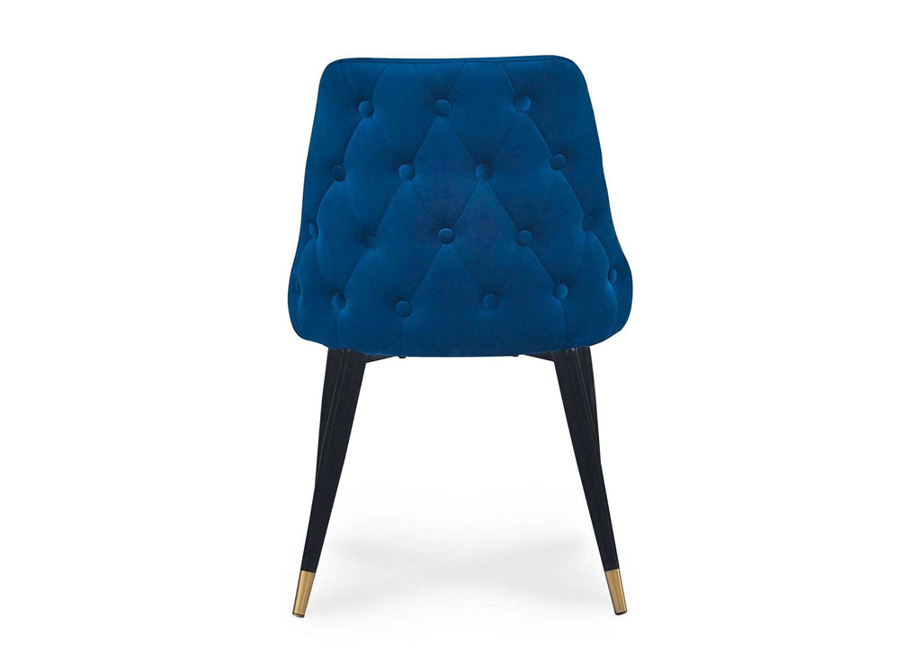 Lot de 2 chaises capitonnées en velours bleu DORINA