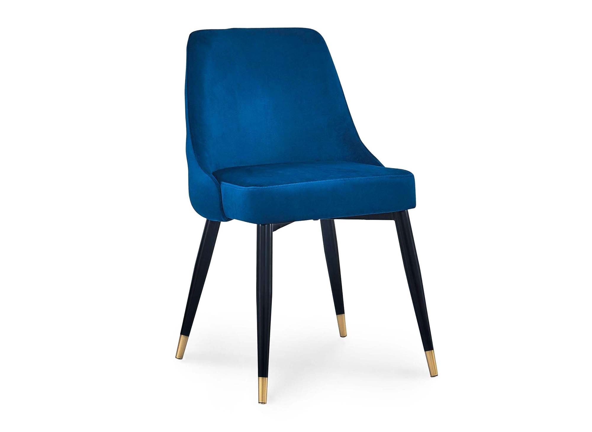 Lot de 2 chaises capitonnées en velours bleu DORINA