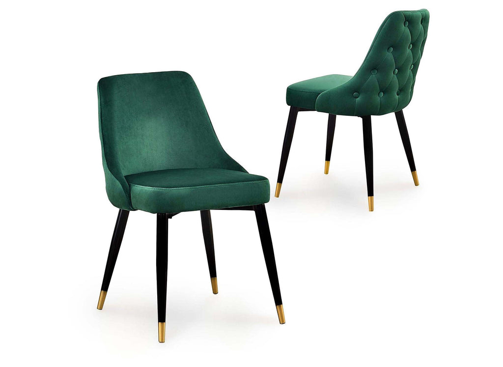 Lot de 2 chaises capitonnées en velours vert DORINA
