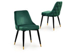 Lot de 2 chaises capitonnées en velours vert DORINA