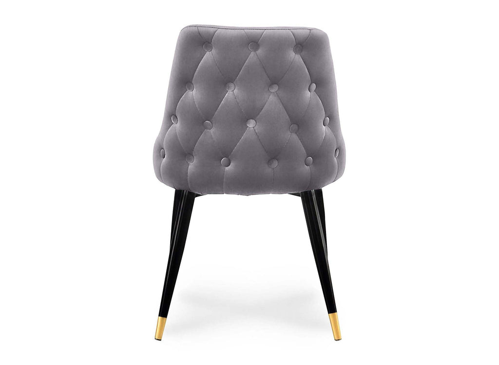 Lot de 2 chaises capitonnées en velours gris DORINA