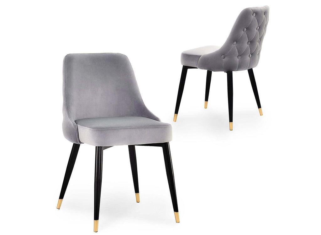 Lot de 2 chaises capitonnées en velours gris DORINA