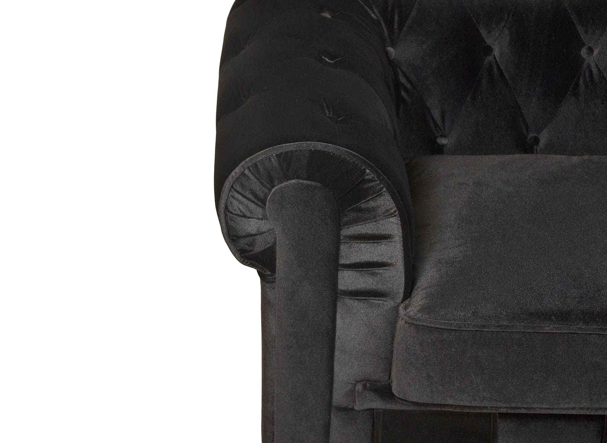 Canapé 2 places velours Noir CHESTERFIELD