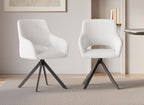 Lot de 2 chaises pivotantes design en tissu bouclette blanc écru CIEL