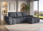 Canapé d’angle relax électrique en velours chiné gris ALPES - Angle droit