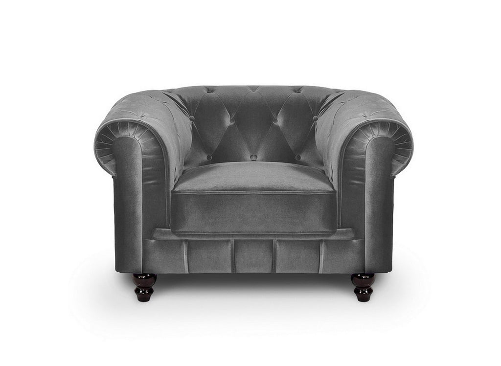 Fauteuil velours Gris CHESTERFIELD