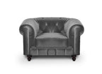 Fauteuil velours Gris CHESTERFIELD