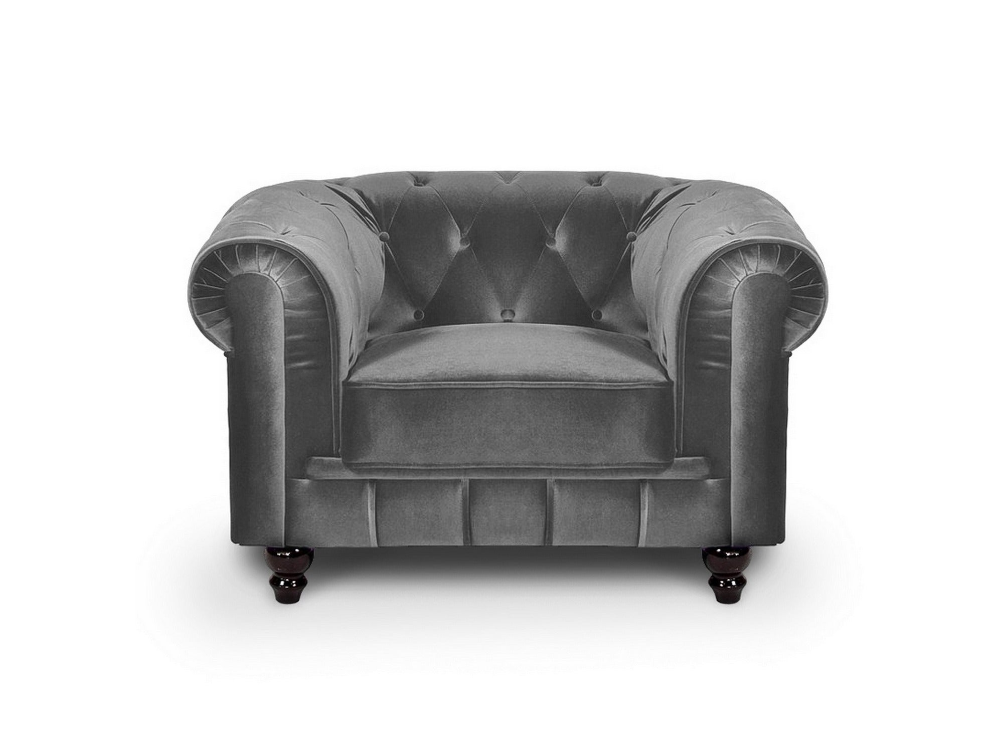 Fauteuil velours Gris CHESTERFIELD