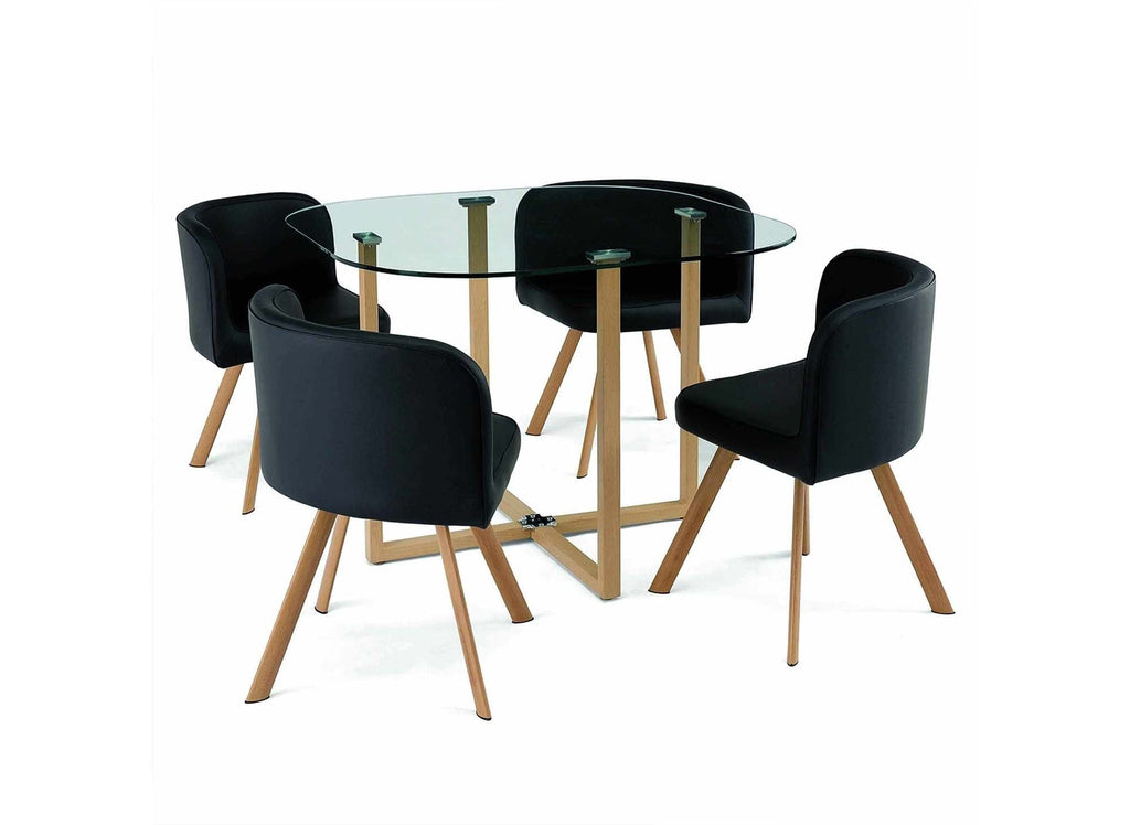 Ensemble table + 4 chaises encastrables noires FLEN