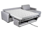 Canapé d'angle réversible convertible LOUNA en tissu gris avec coffre de rangement