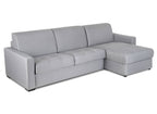 Canapé d'angle réversible convertible LOUNA en tissu gris avec coffre de rangement