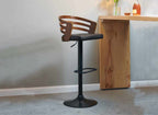 Tabouret de bar design en bois et simili noir AIDEN
