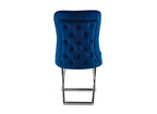 Lot de 2 chaises en velours bleu pieds en métal argenté ETHAN