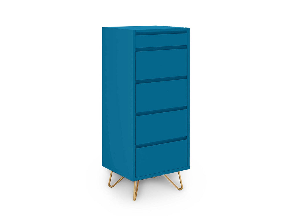 Commode 4 tiroirs bleu canard avec coiffeuse intégrée DARINA