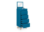 Commode 4 tiroirs bleu canard avec coiffeuse intégrée DARINA
