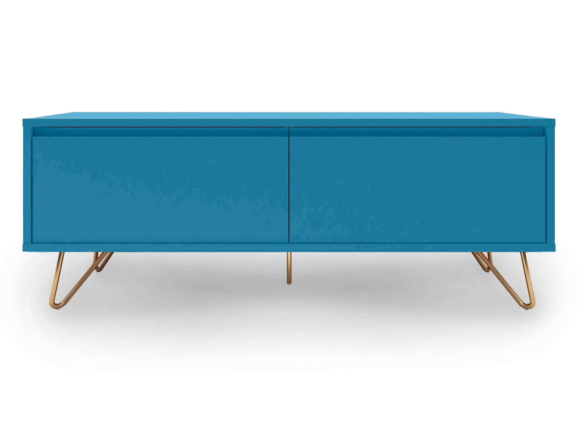 Meuble TV 1 tiroir 1 porte bleu canard DARINA