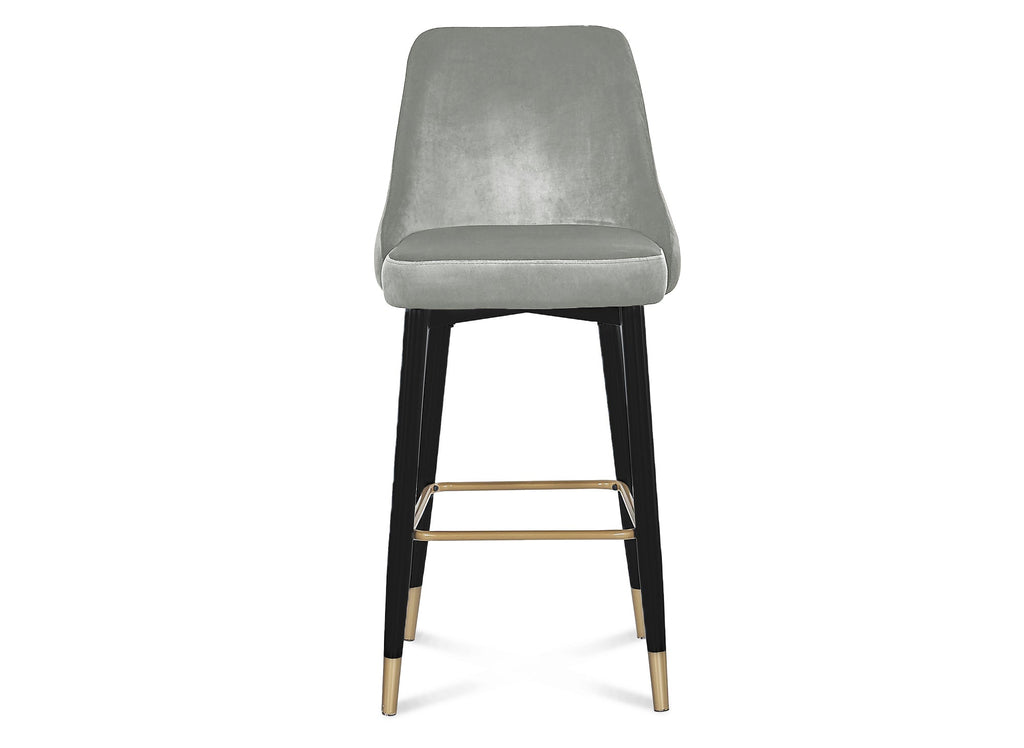 Lot de 2 tabourets de bar en velours gris DORINA