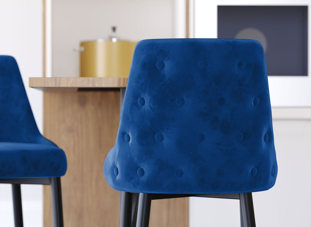 Lot de 2 tabourets de bar en velours bleu DORINA