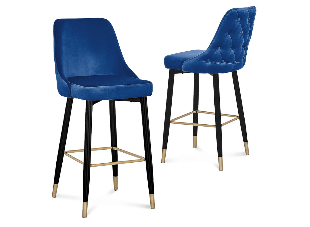 Lot de 2 tabourets de bar en velours bleu DORINA