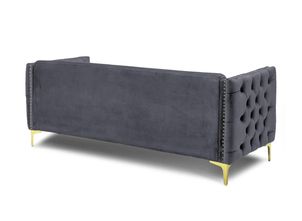 Canapé 3 places en velours gris CYNTHIA