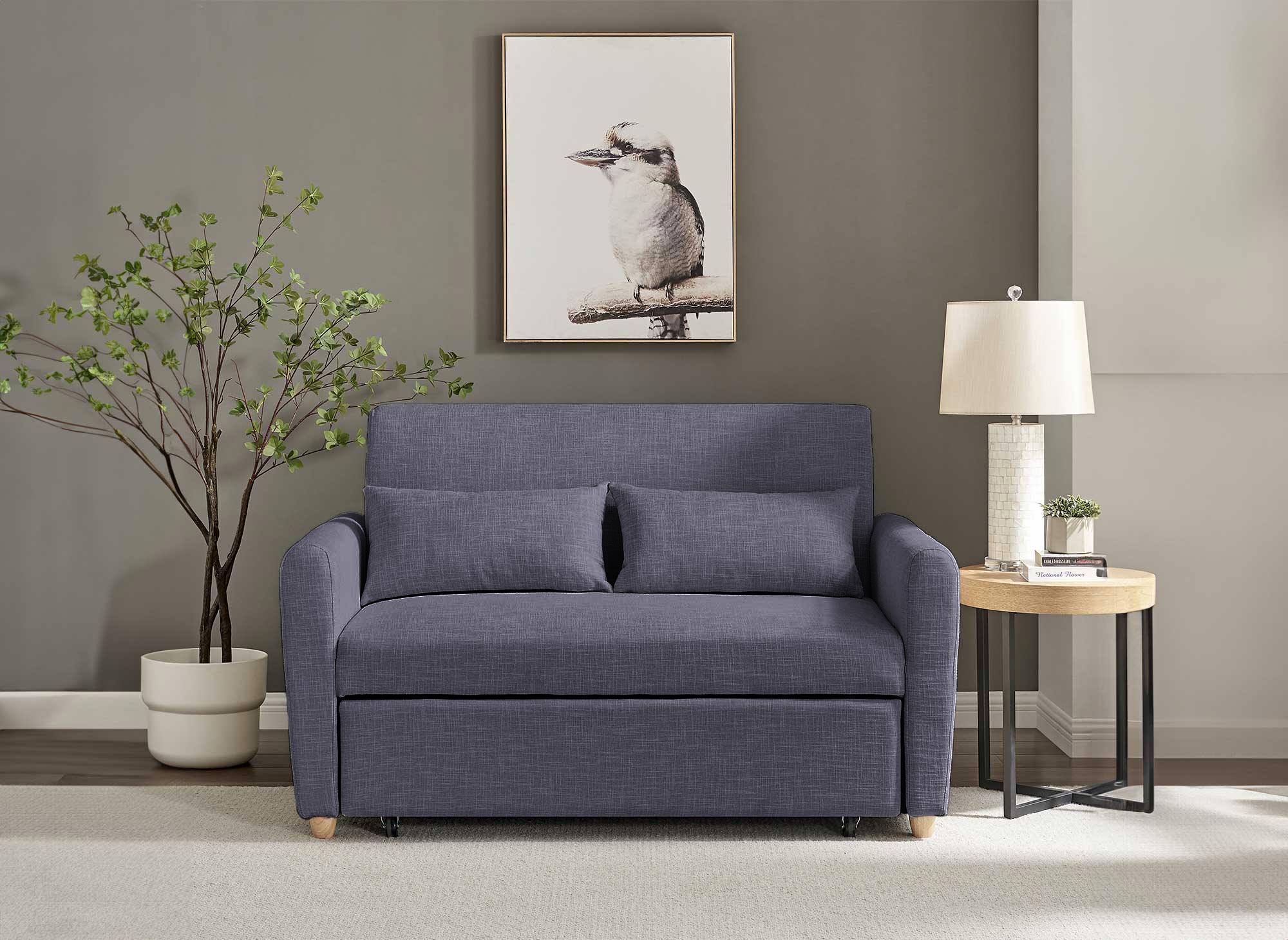 Canapé convertible scandinave en tissu gris foncé KALAYA