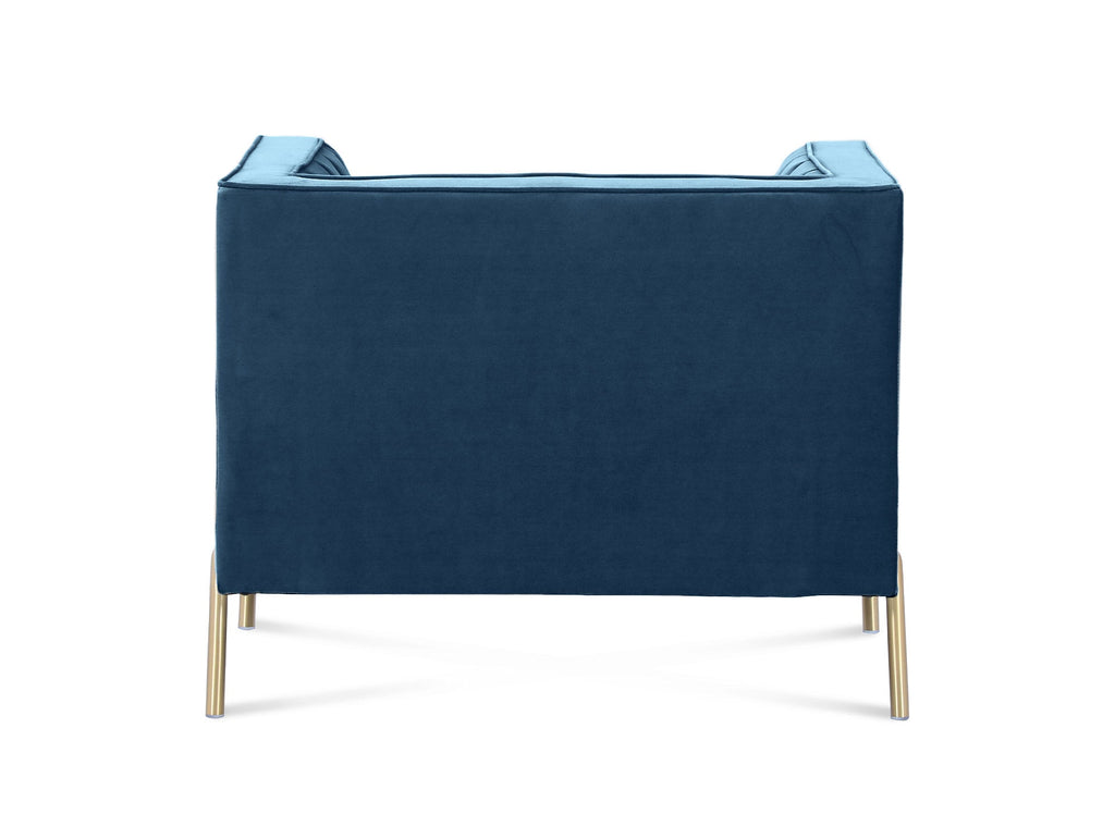 Fauteuil moderne en velours bleu pieds doré ROBY