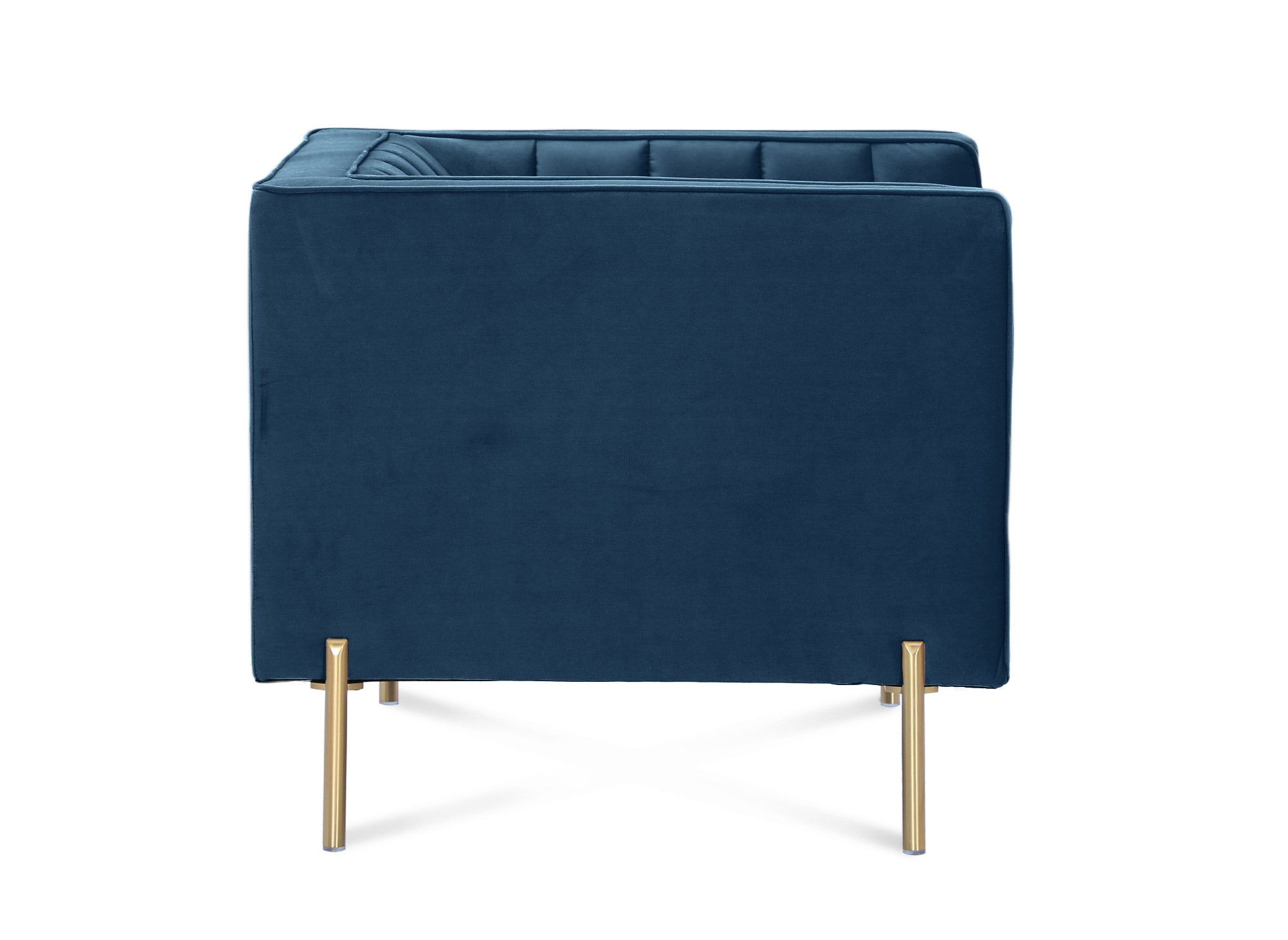 Fauteuil moderne en velours bleu pieds doré ROBY