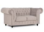 Canapé chesterfield 2 places en velours beige - WILSTON