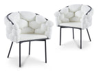 Lot de 2 chaises effet peau de mouton blanc pieds en métal noir CHARLOTTE