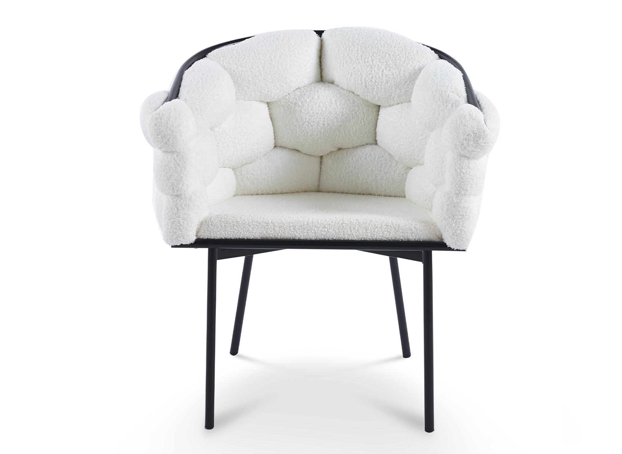 Lot de 2 chaises effet peau de mouton blanc pieds en métal noir CHARLOTTE