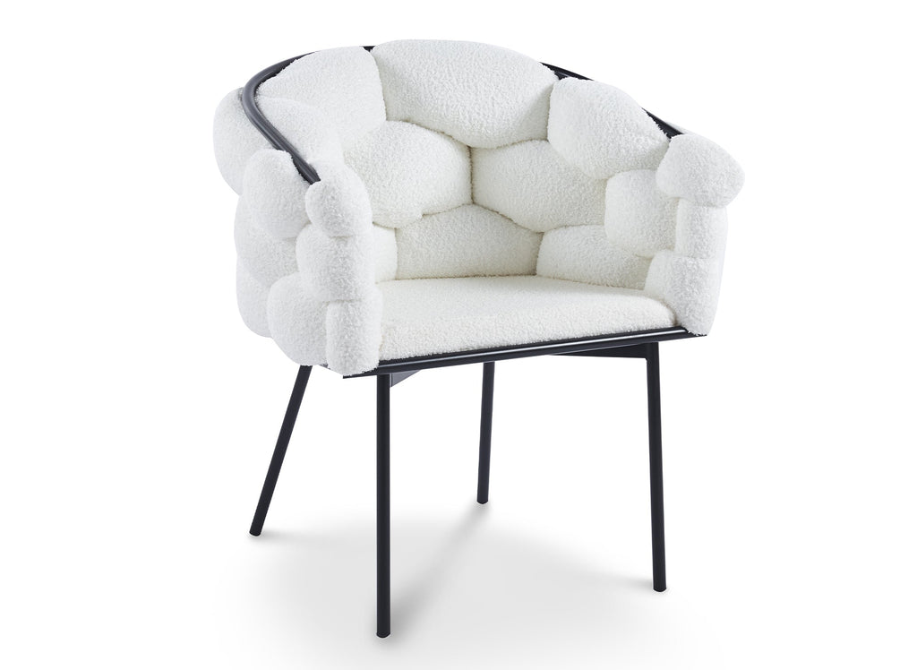 Lot de 2 chaises effet peau de mouton blanc pieds en métal noir CHARLOTTE