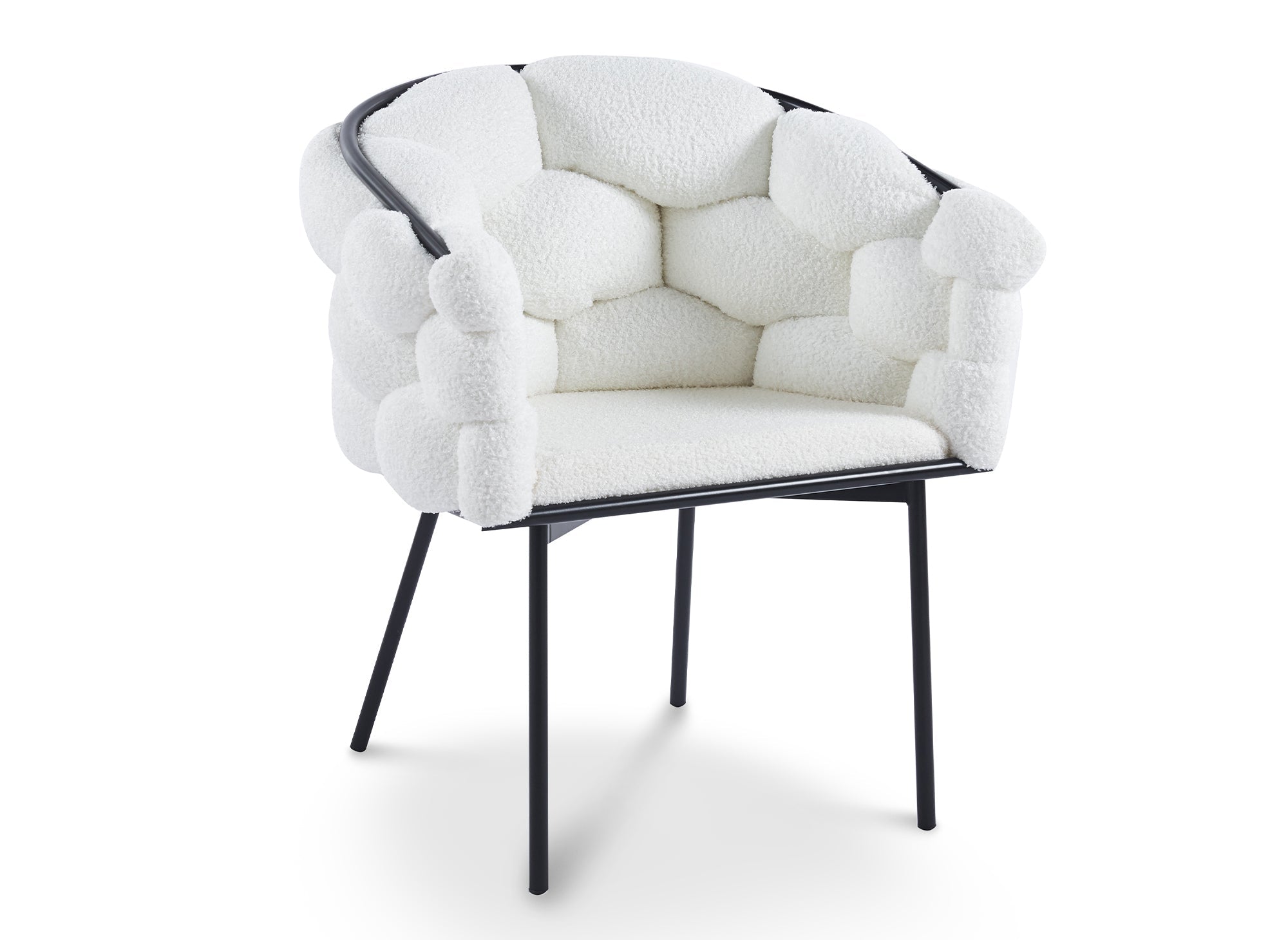 Lot de 2 chaises effet peau de mouton blanc pieds en métal noir CHARLOTTE