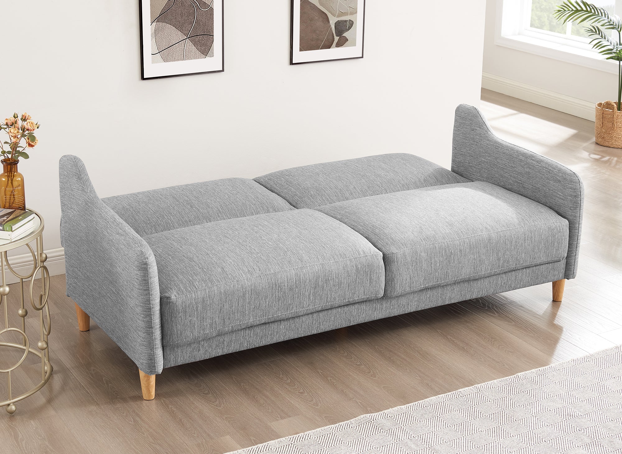 Canapé clic clac 3 places en tissu gris clair MARLON