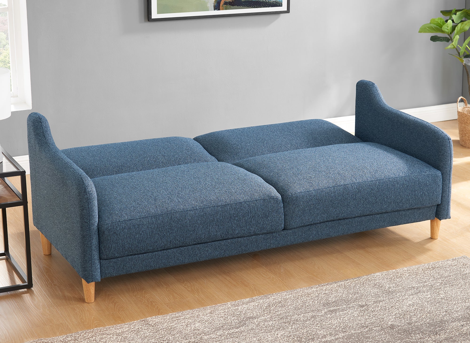 Canapé clic clac 3 places en tissu bleu MARLON