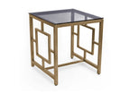 Table basse design en verre noir et métal doré carrée PABLO