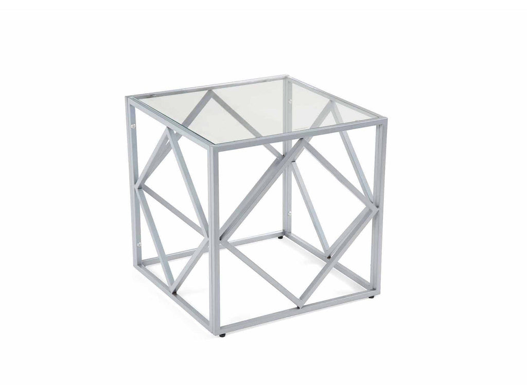 Table basse design en verre et métal carrée ELIO