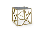 Table basse design en verre noir et métal doré carrée SOLAL