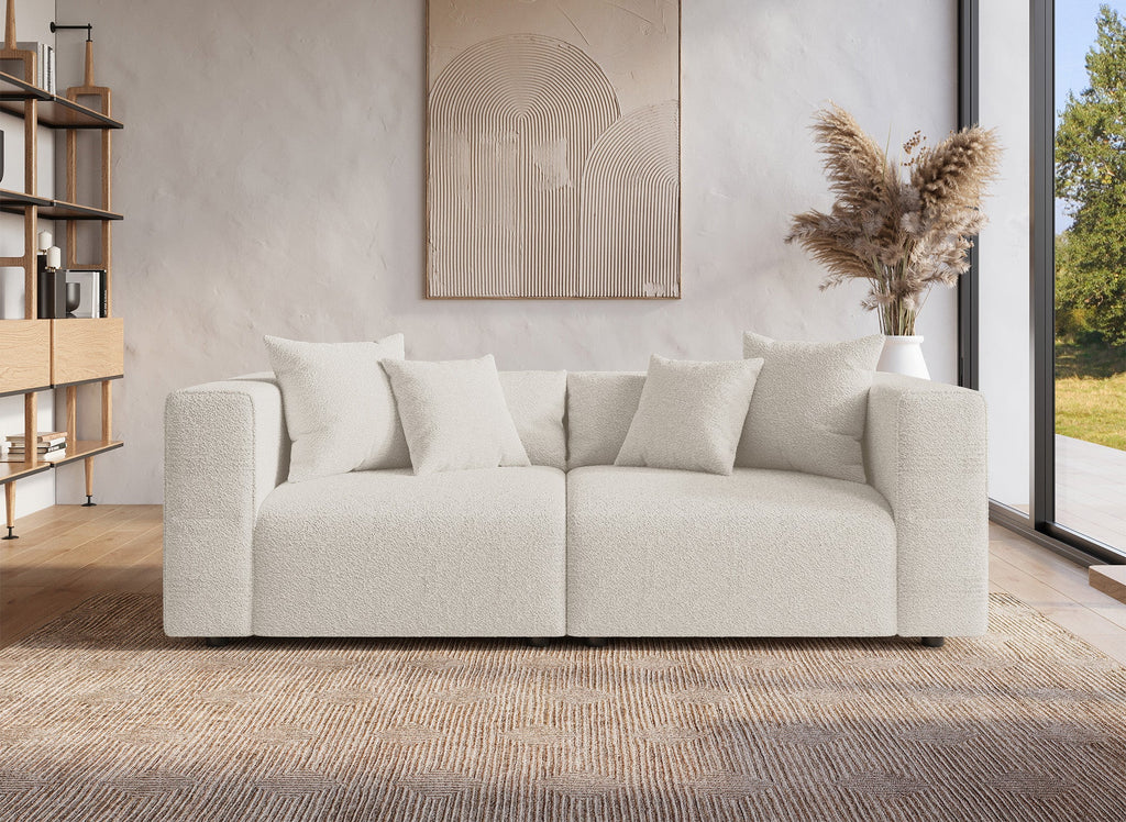 Canapé 3 places effet peau de mouton beige EVELYNE