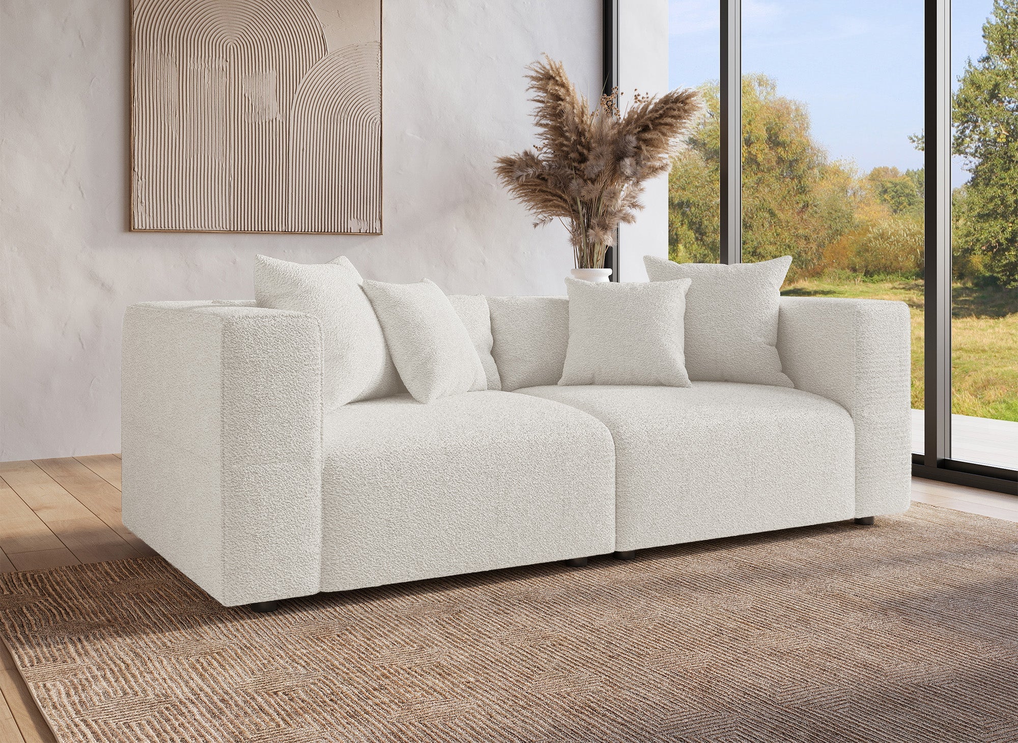 Canapé 3 places effet peau de mouton beige EVELYNE