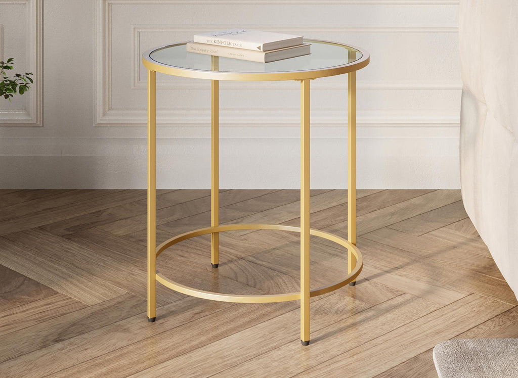 Table basse ronde en verre et métal OLIVE