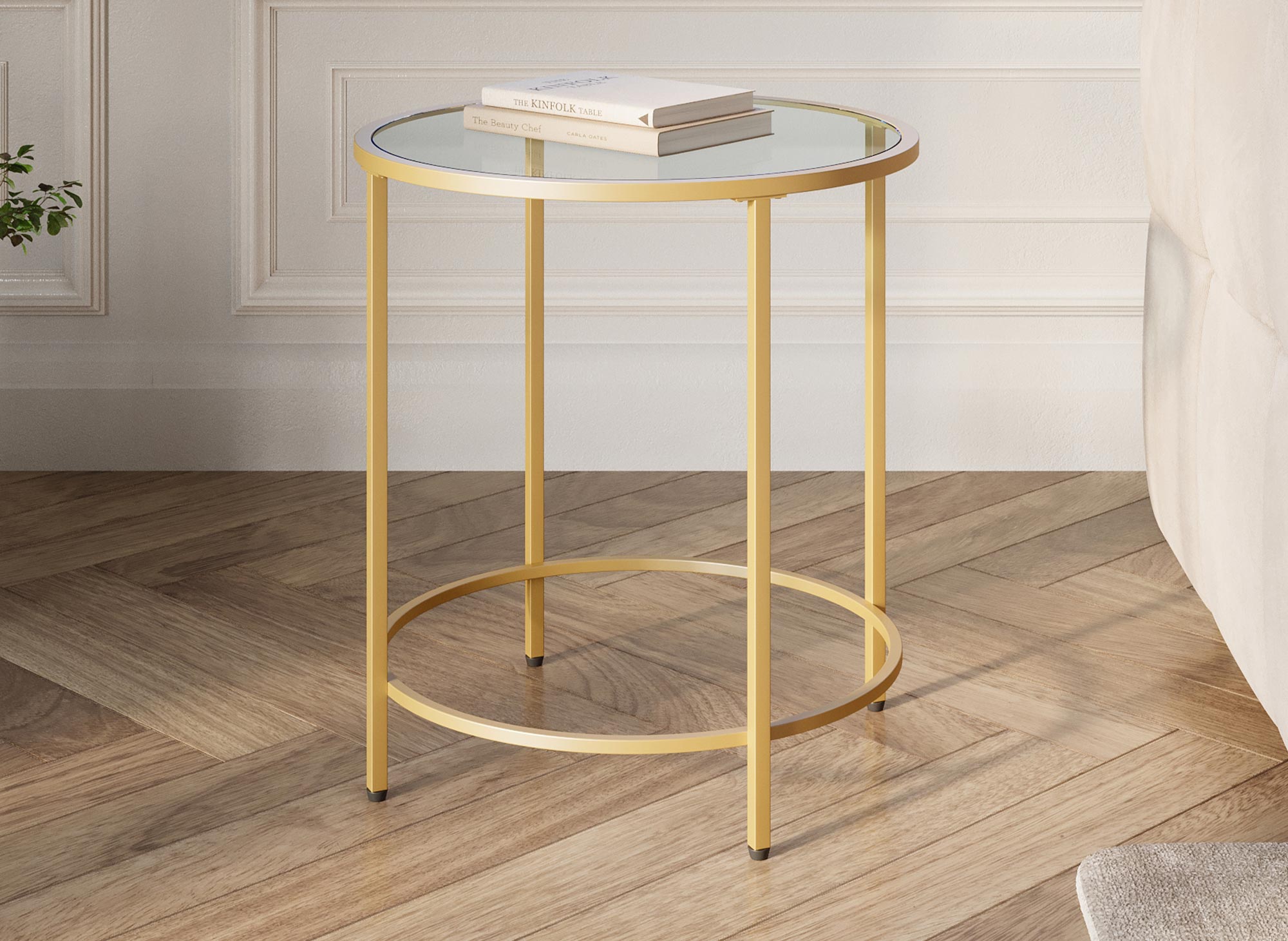 Table basse ronde en verre et métal OLIVE