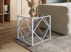 Table basse design en verre et métal carrée ELIO