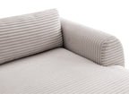 Canapé panoramique convertible avec coffre en velours gros côtelé taupe TILDA - Angle gauche